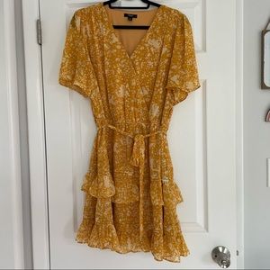 Vera Wang Golden Yellow Printed Dress